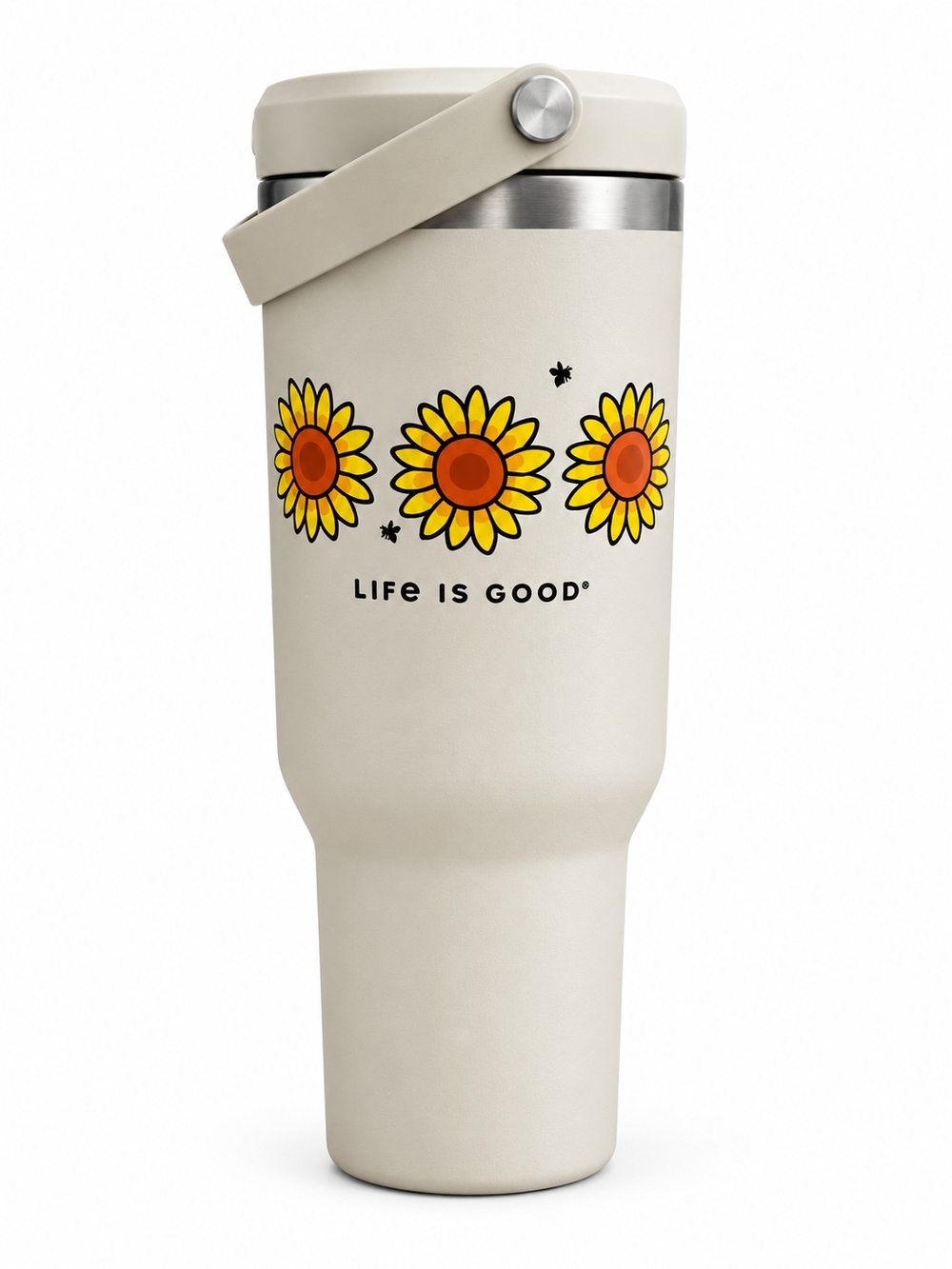 Life is Good Cream Sunflower Insulated Tumbler